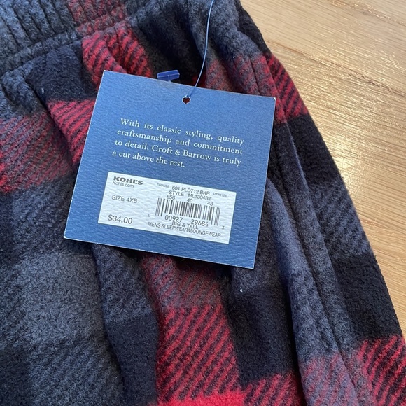 COPY - NWT Men’s Pajama Bottoms 4X Black/Red/Gray - Picture 4 of 6